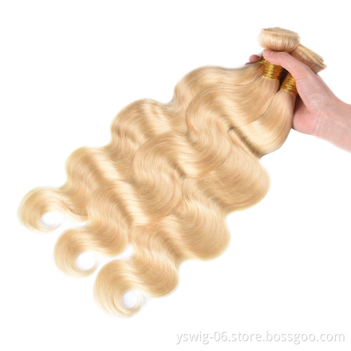 No Shedding hair Bulk Body Wave Brazilian Hair Bundles 613 Blonde Human Hair